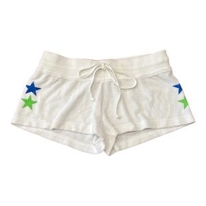 HardTail White Terry Shorts w/ Blue & Green Stars